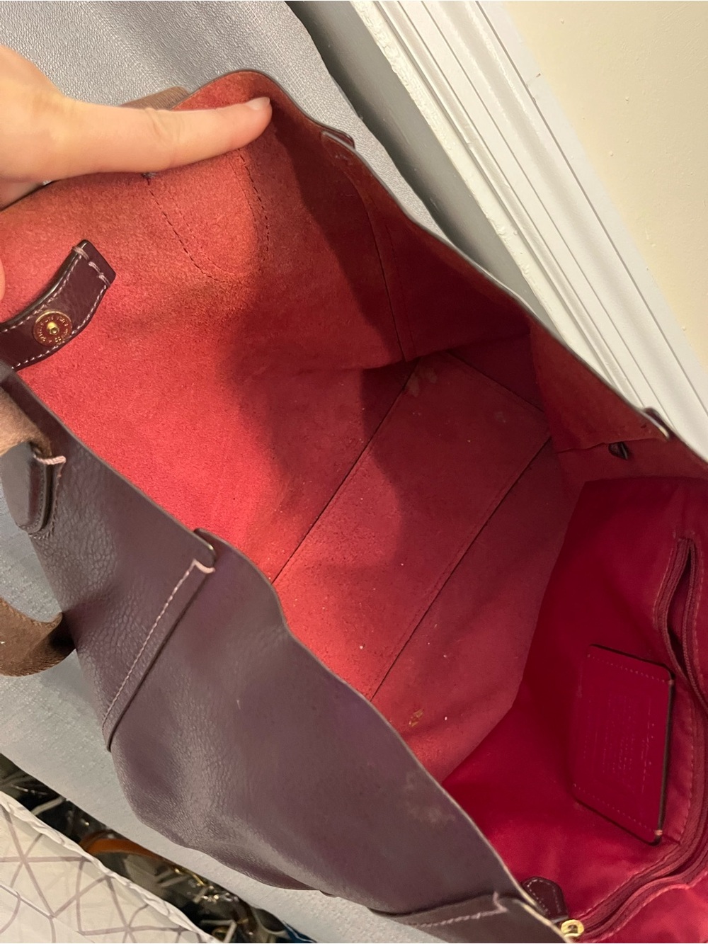 Coach Derby Oxblood Leather Tote Bag - Picture 6 of 7